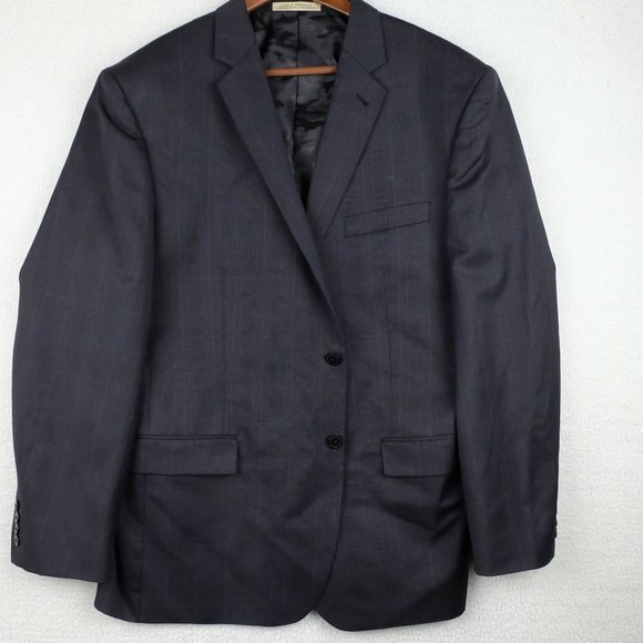 Joseph Abboud Blazer Jacket Mens 48R Black Check Super 120s Wool Slim Fit - Picture 1 of 16